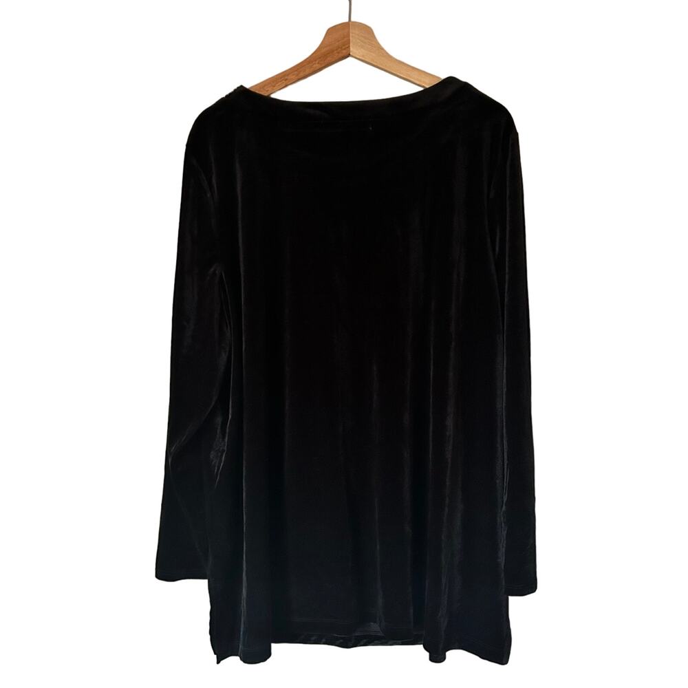 Signature Collection Women's Black Velour Velvet Rhinestone Sweater Top Size 2X - Picture 3 of 5